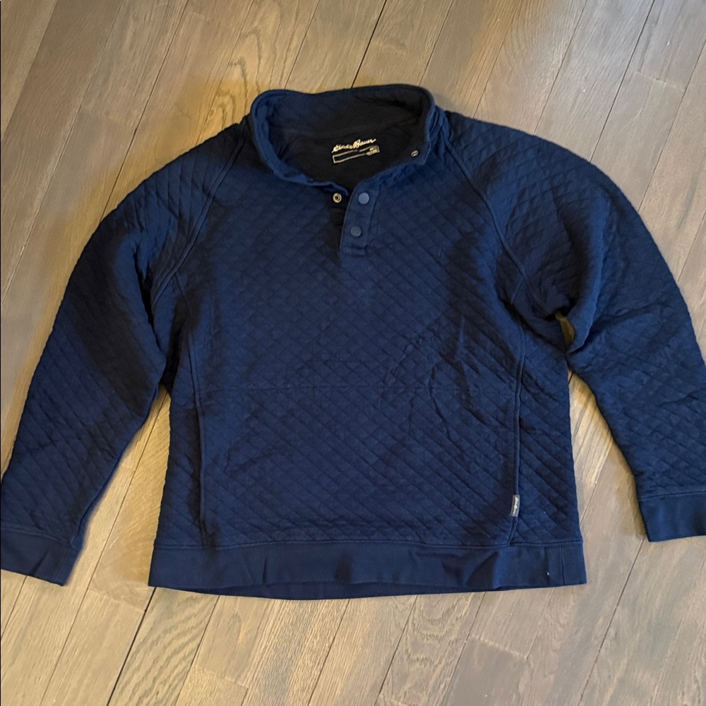 Eddie Bauer Navy snap pullover - image 1